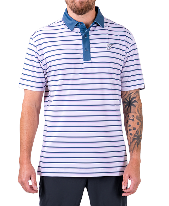 Fairway Stripe Polo Indigo
