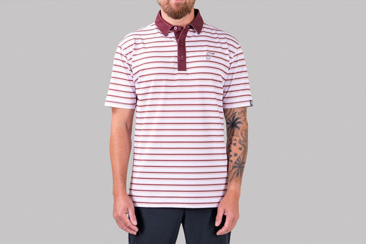 Fairway Stripe Polo (Maroon)