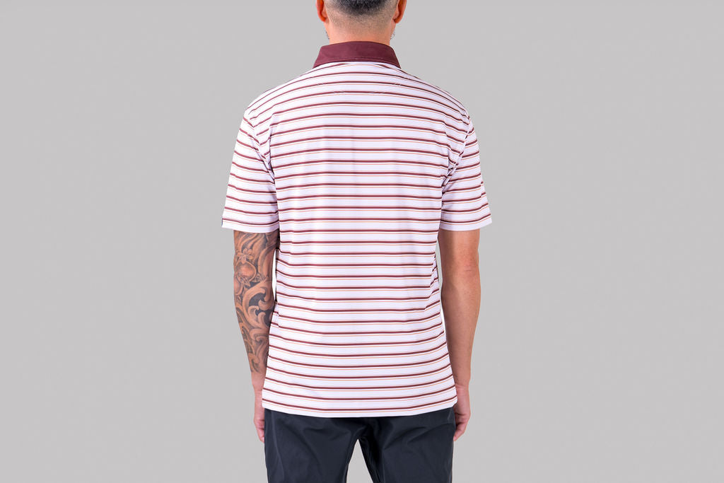 Fairway Stripe Polo (Maroon)