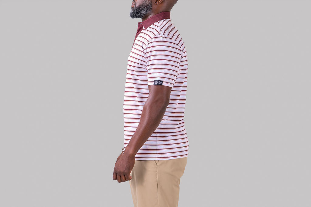 Fairway Stripe Polo (Maroon)