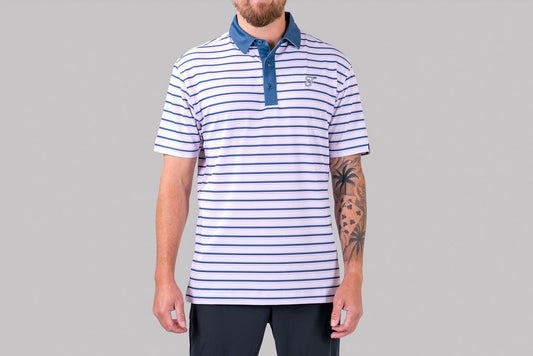 Fairway Stripe Polo (Indigo Blue)