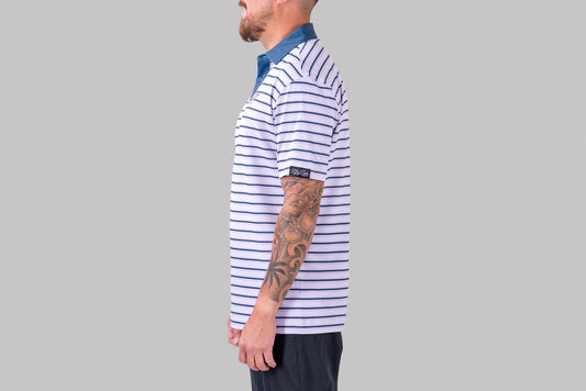 Fairway Stripe Polo (Indigo Blue)