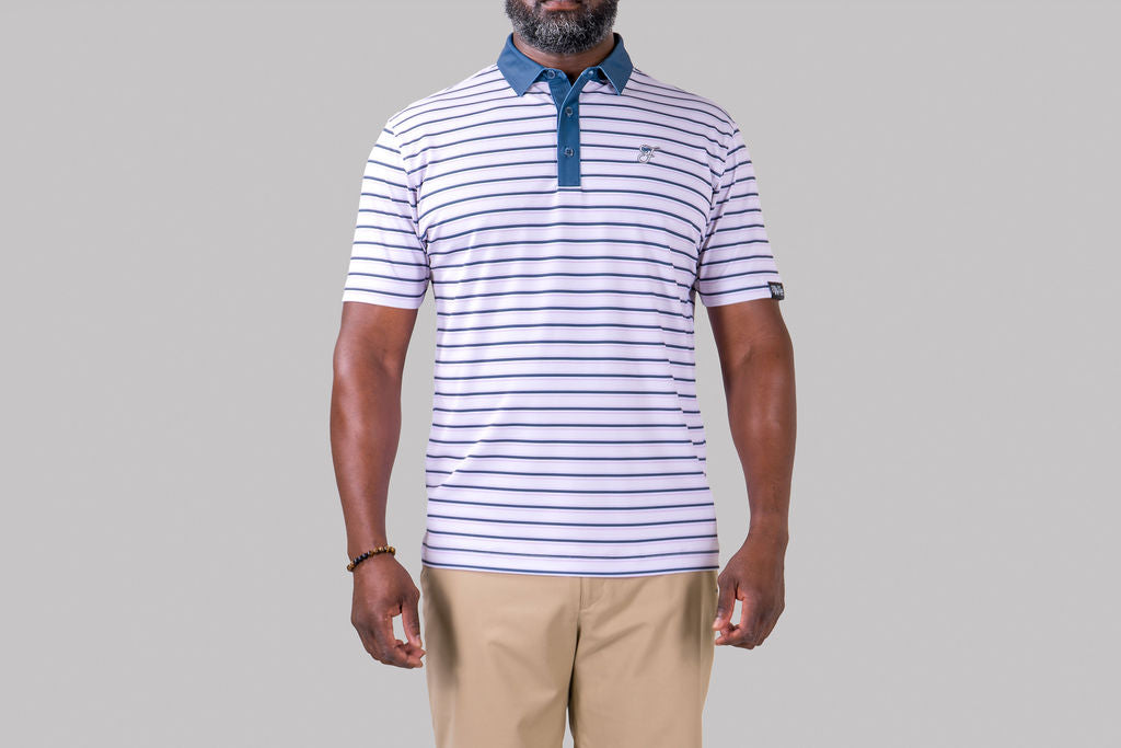 Fairway Stripe Polo (Indigo Blue)