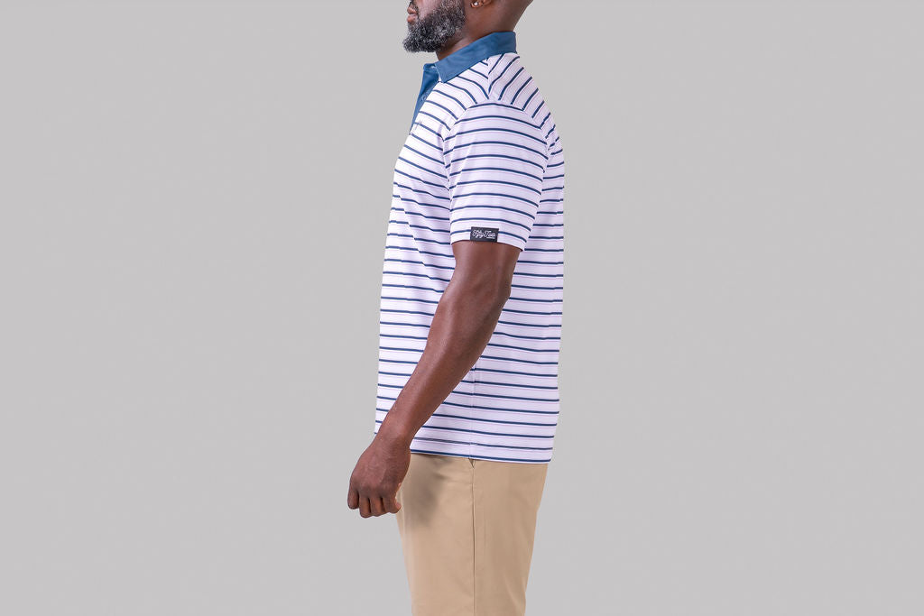 Fairway Stripe Polo (Indigo Blue)